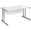 Rectangular Straight Desk with White MFC Top and Silver Frame Cantilever Legs Momento 1400 x 800 x 725 mm