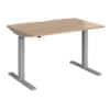 Elev8² Sit Stand Single Desk with Beech Coloured Melamine Top and Silver Frame 2 Legs Mono 1200 x 800 x 675 - 1175 mm