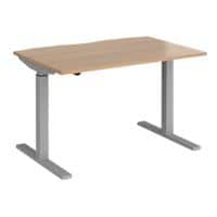 Elev8² Sit Stand Single Desk with Beech Coloured Melamine Top and Silver Frame 2 Legs Mono 1200 x 800 x 675 - 1175 mm