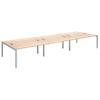 Dams International Rectangular Triple Back to Back Desk with Beech Coloured Melamine Top and Silver Frame 4 Legs Connex 4800 x 1600 x 725mm