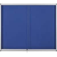 Bi-Office Exhibit Indoor Lockable Notice Board Non Magnetic 8 x A4 Wall Mounted 96.7 (W) x 70.6 (H) cm Blue