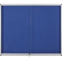 Bi-Office Exhibit Indoor Lockable Notice Board Non Magnetic 12 x A4 Wall Mounted 96.7 (W) x 92.6 (H) cm Blue