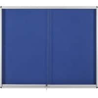 Bi-Office Exhibit Indoor Lockable Notice Board Non Magnetic 12 x A4 Wall Mounted 96.7 (W) x 92.6 (H) cm Blue