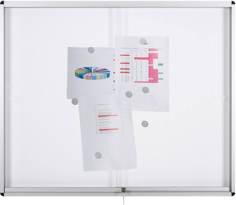Bi-Office Exhibit Indoor Lockable Notice Board Magnetic 27 x A4 Wall Mounted Lockable 202.6 (W) x 96.7 (H) cm White