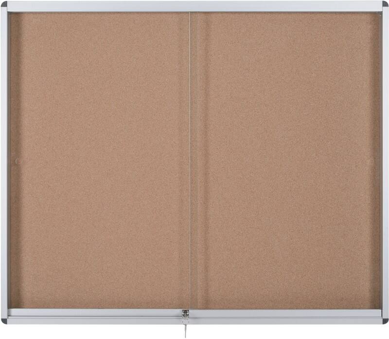 Bi-Office Exhibit Indoor Lockable Notice Board Non Magnetic 12 x A4 Wall Mounted Lockable 96.7 (W) x 92.6 (H) cm Brown