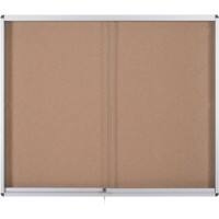 Bi-Office Exhibit Indoor Lockable Notice Board Non Magnetic 15 x A4 Wall Mounted 114.6 (W) x 96.7 (H) cm Brown