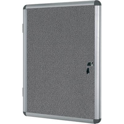 Bi-Office Wall Mountable Lockable Noticeboard Enclore Indoor 72 x 98.1cm Grey