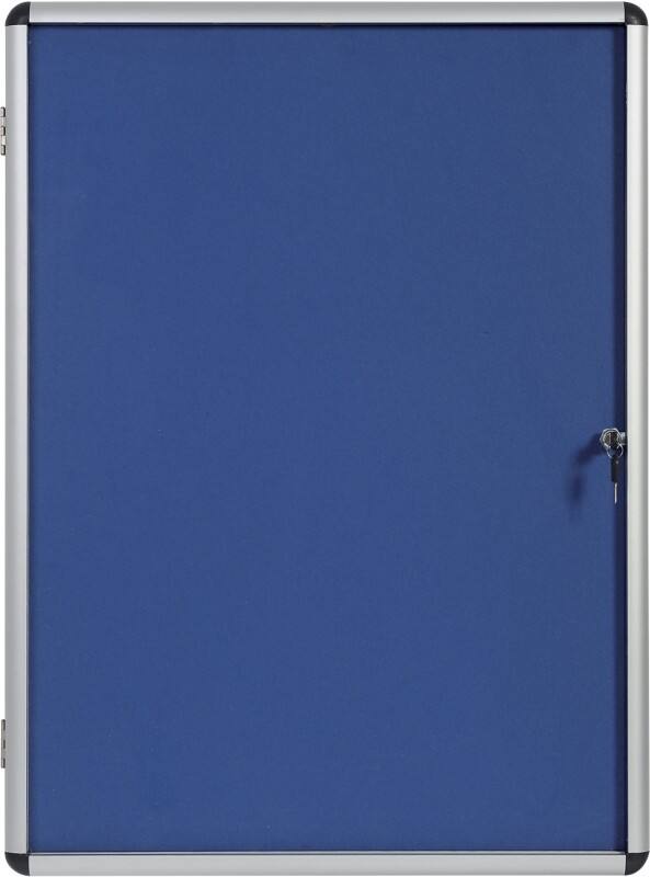 Bi-Office Enclore Indoor Lockable Notice Board Non Magnetic 16 x A4 Wall Mounted 94 (W) x 128.8 (H) cm Blue