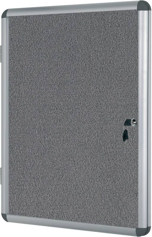 Bi-Office Enclore Indoor Lockable Notice Board Non Magnetic 16 x A4 Wall Mounted Lockable 94 (W) x 128.8 (H) cm Grey