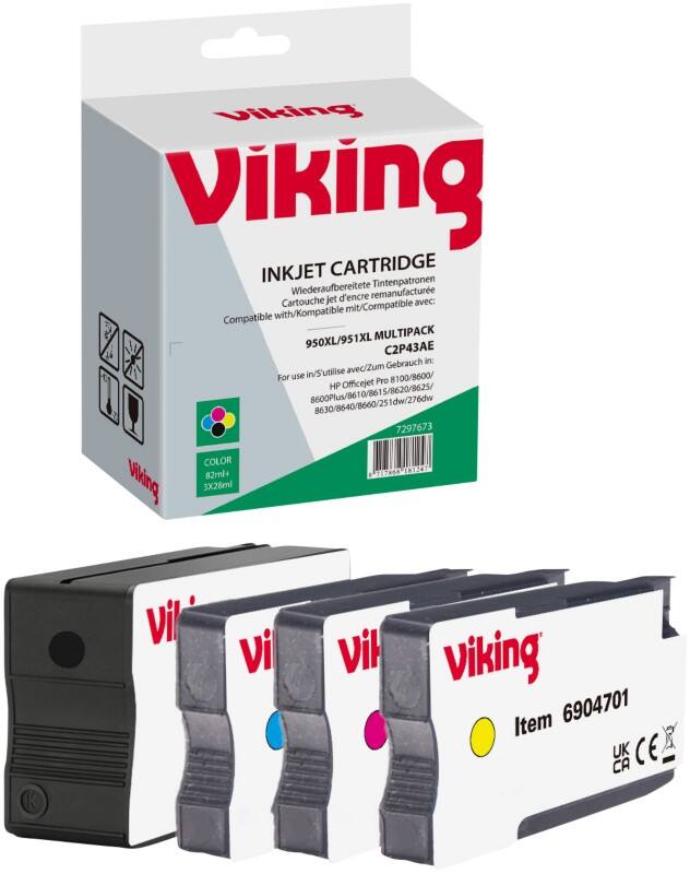 Viking 950XL / 951XL Compatible HP Ink Cartridge C2P43AE Black, Cyan, Magenta, Yellow Pack of 4 Multipack