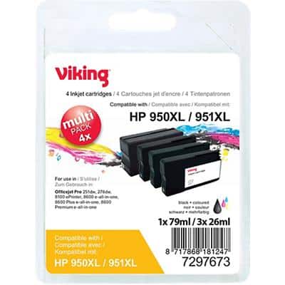 Viking 950XL / 951XL Compatible HP Ink Cartridge C2P43AE Black, Cyan, Magenta, Yellow Pack of 4 Multipack