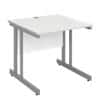 Rectangular Straight Desk with White MFC Top and Silver Frame Cantilever Legs Momento 800 x 800 x 725 mm