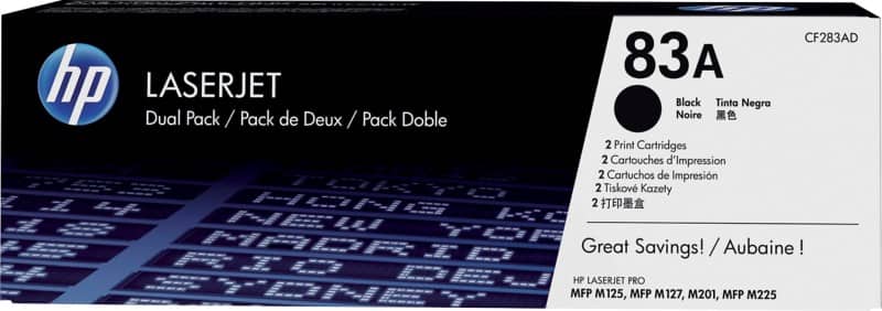 HP 83A Original Toner Cartridge CF283AD Black Pack of 2 Duopack