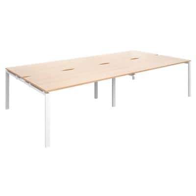 Dams International Rectangular Double Back to Back Desk with Beech Coloured Melamine Top and White Frame 4 Legs Adapt II 3200 x 1600 x 725mm