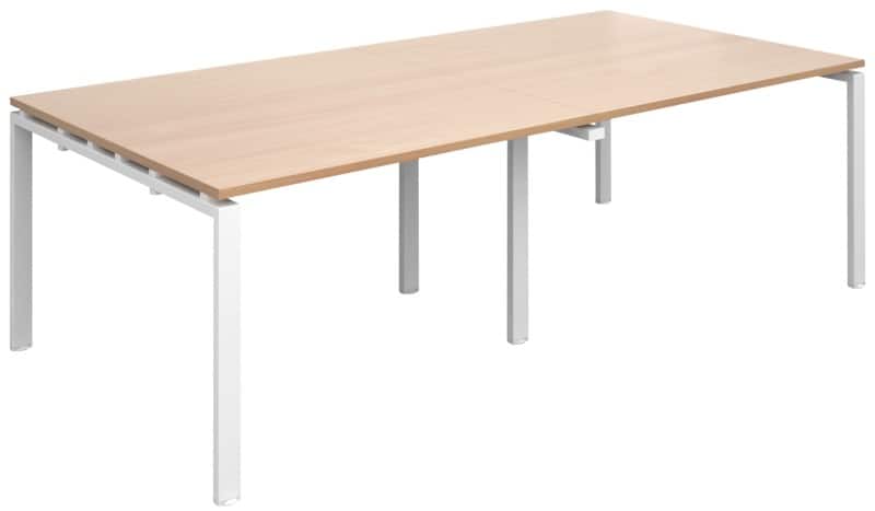 Dams International Rectangular Boardroom Table with Beech Coloured MFC & Aluminium Top and White Frame EBT2412-WH-B 2400 x 1200 x 725 mm