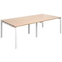 Dams International Rectangular Boardroom Table with Beech Coloured MFC & Aluminium Top and White Frame EBT2412-WH-B 2400 x 1200 x 725 mm