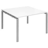 Dams International Square Boardroom Table with White MFC & Aluminium Top and Silver Frame EBT1212-S-WH 1200 x 1200 x 725 mm