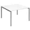 Dams International Square Boardroom Table with White MFC & Aluminium Top and Silver Frame EBT1212-S-WH 1200 x 1200 x 725 mm