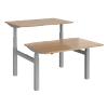 Elev8² Rectangular Sit Stand Back to Back Desk with Beech Coloured Melamine Top and Silver Frame 4 Legs Touch 1200 x 1650 x 675 - 1300 mm
