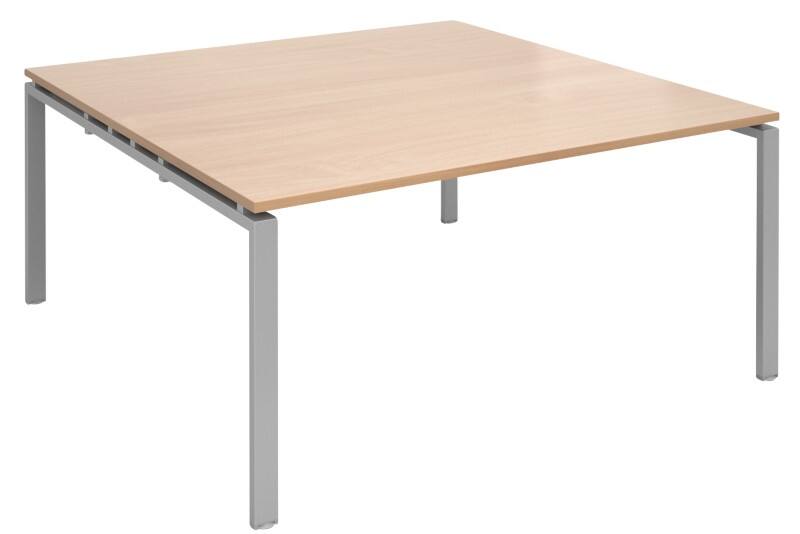 Dams International Square Boardroom Table with Beech Coloured MFC & Aluminium Top and Silver Frame EBT1616-S-B 1600 x 1600 x 725 mm