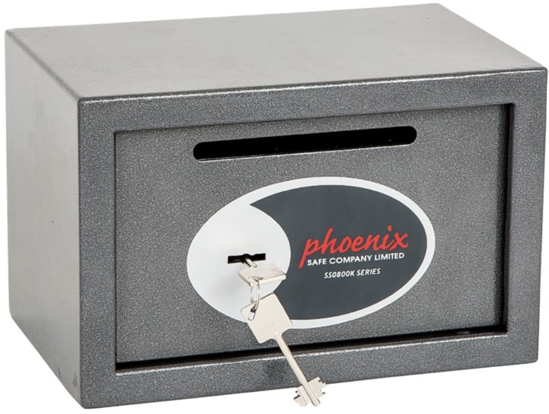 Phoenix Vela Home Deposit Safe Size 1 with Key Lock 10L SS0801KD  200 x 310 x 200mm Metallic Graphite