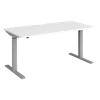 Elev8² Sit Stand Single Desk with White Melamine Top and Silver Frame 2 Legs Mono 1600 x 800 x 675 - 1175 mm