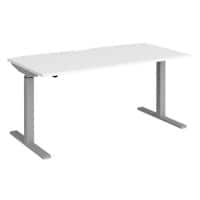 Elev8² Sit Stand Single Desk with White Melamine Top and Silver Frame 2 Legs Mono 1600 x 800 x 675 - 1175 mm