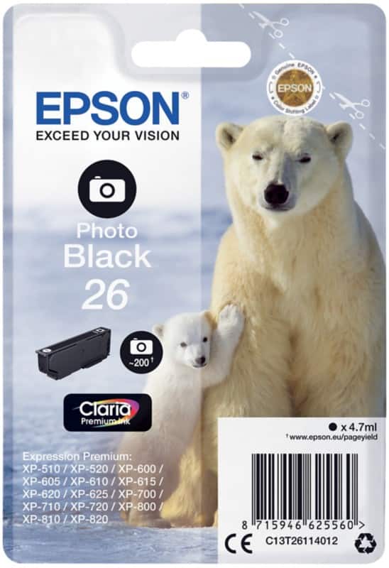 Epson 26 Original Ink Cartridge C13T26114012 Photo Black