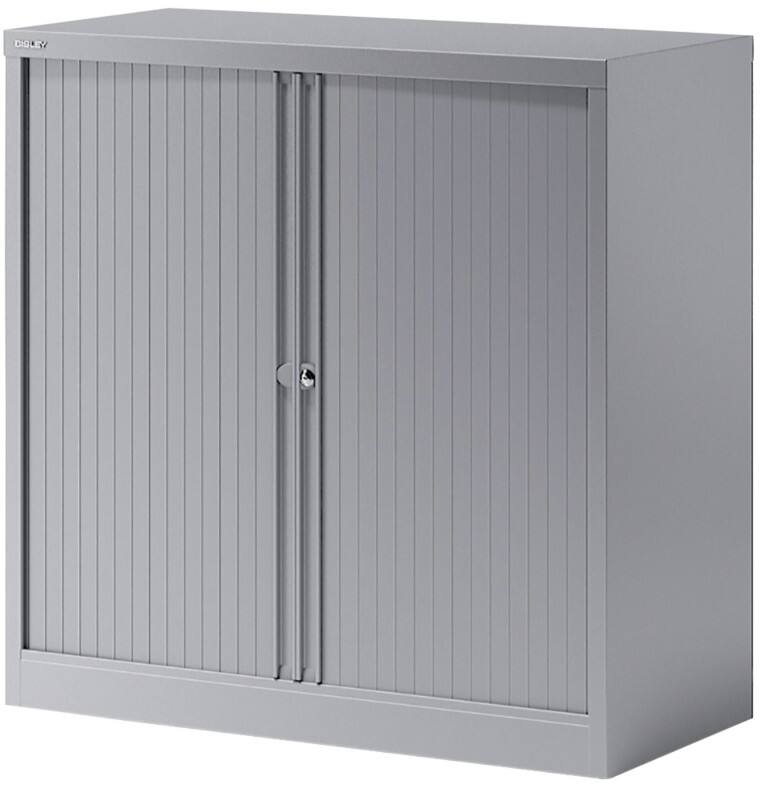 Bisley Tambour Cupboard Steel 1 Shelf Lockable 1,000 x 470 x 1,015 mm Silver