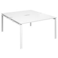 Dams International Rectangular Back to Back Desk with White Melamine Top and White Frame 4 Legs Adapt II 1400 x 1600 x 725 mm