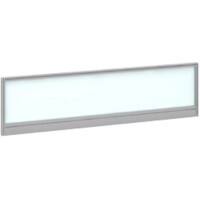 Dams International Desktop Glazed Screen Polar White Aluminium Silver Frame 1400 x 30 x 380mm