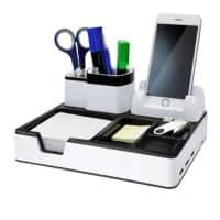 Monolith Desk Organiser Plastic Black, White 21.7 x 18.7 x 9.6 cm