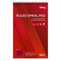 Viking Notepad Special format Ruled Spiral Bound Paper Soft Cover White 100 Pages Pack of 5