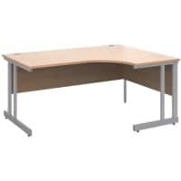Corner Right Hand Design Ergonomic Desk with Beech Coloured MFC Top and Silver Frame Adjustable Legs Momento 1600 x 1200 x 725 mm