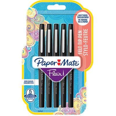 PaperMate Fineliner Pen Flair 0.7 mm Black Pack of 5 | Viking Direct UK