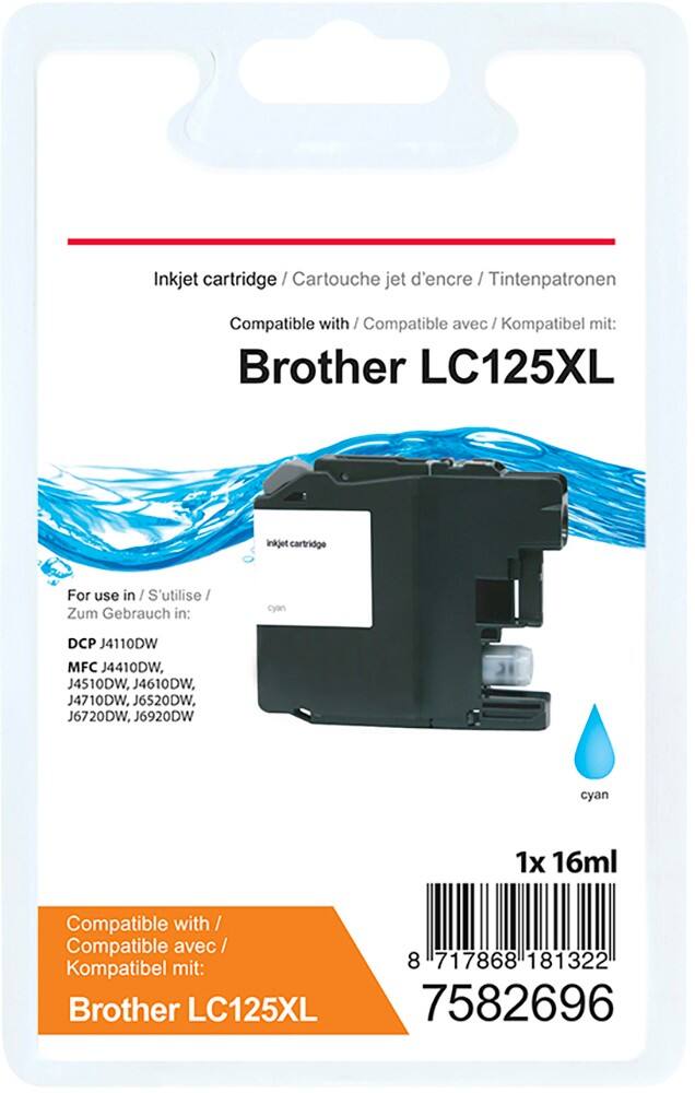 Office Depot Compatible Brother LC125XL Ink Cartridge Cyan