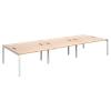 Dams International Rectangular Triple Back to Back Desk with Beech Coloured Melamine Top and White Frame 4 Legs Connex 4200 x 1600 x 725mm