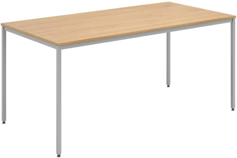 Dams International Rectangular Meeting Room Table with Oak Coloured MFC Top and Silver Frame Flexi 1,600 x 800 x 725 mm