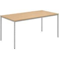 Dams International Rectangular Meeting Room Table with Oak Coloured MFC Top and Silver Frame Flexi 1,600 x 800 x 725 mm