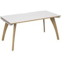 Dams International Rectangular Single Desk with White MFC Top, Oak Edging and White Frame 4 Solid Oak Legs Fuze 1600 x 800 x 725 mm
