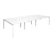 Dams International Rectangular Triple Back to Back Desk with White Melamine Top and White Frame 4 Legs Adapt II 3600 x 1600 x 725 mm