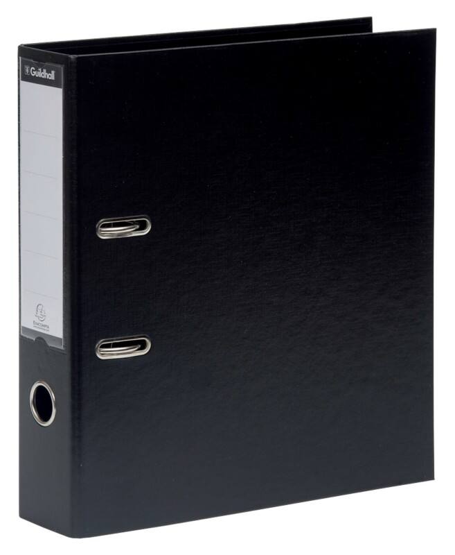 Guildhall Wide Lever Arch File A4 80 mm Black 2 Rings 7677625 Cardboard, PP (Polypropylene) Portrait
