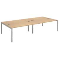 Dams International Rectangular Double Back to Back Desk with Oak Coloured Melamine Top and Silver Frame 4 Legs Connex 3200 x 1600 x 725mm