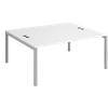 Dams International Rectangular Starter Unit Back to Back Desk with White Melamine Top and Silver Frame 4 Legs Connex 1600 x 1600 x 725mm