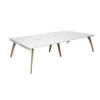 Dams International Rectangular Double Back to Back Desk with White Melamine Top and White Frame 4 Solid Oak Legs Fuze 3200 x 1600 x 725 mm