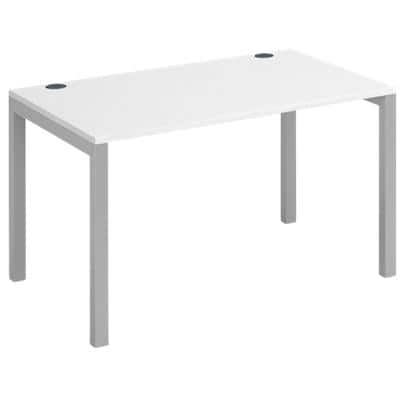 Dams International Rectangular Starter Unit Single Desk with White Melamine Top and Silver Frame 4 Legs Connex 1200 x 800 x 725mm