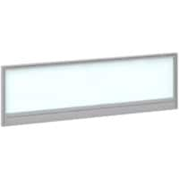 Dams International Desktop Glazed Screen Polar White Aluminium Silver Frame 1200 x 30 x 380mm