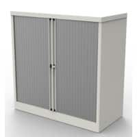 Bisley Tambour Cupboard Lockable with 1 Shelf Steel Essentials 1000 x 470 x 1000mm White