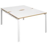 Dams International Rectangular Back to Back Desk with White Melamine Top, Oak Edging and White Frame 4 Legs Adapt II 1200 x 1600 x 725 mm