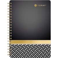 Foray Elements A5 Wirebound Black, Gold Foiled Card Cover Notebook Ruled 160 Pages